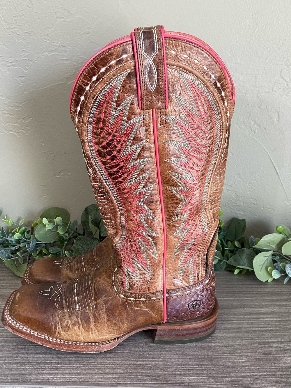Ariat Womens Vaquera Western Unique Stitch Cowboy Boots Wheat Size 7 Square